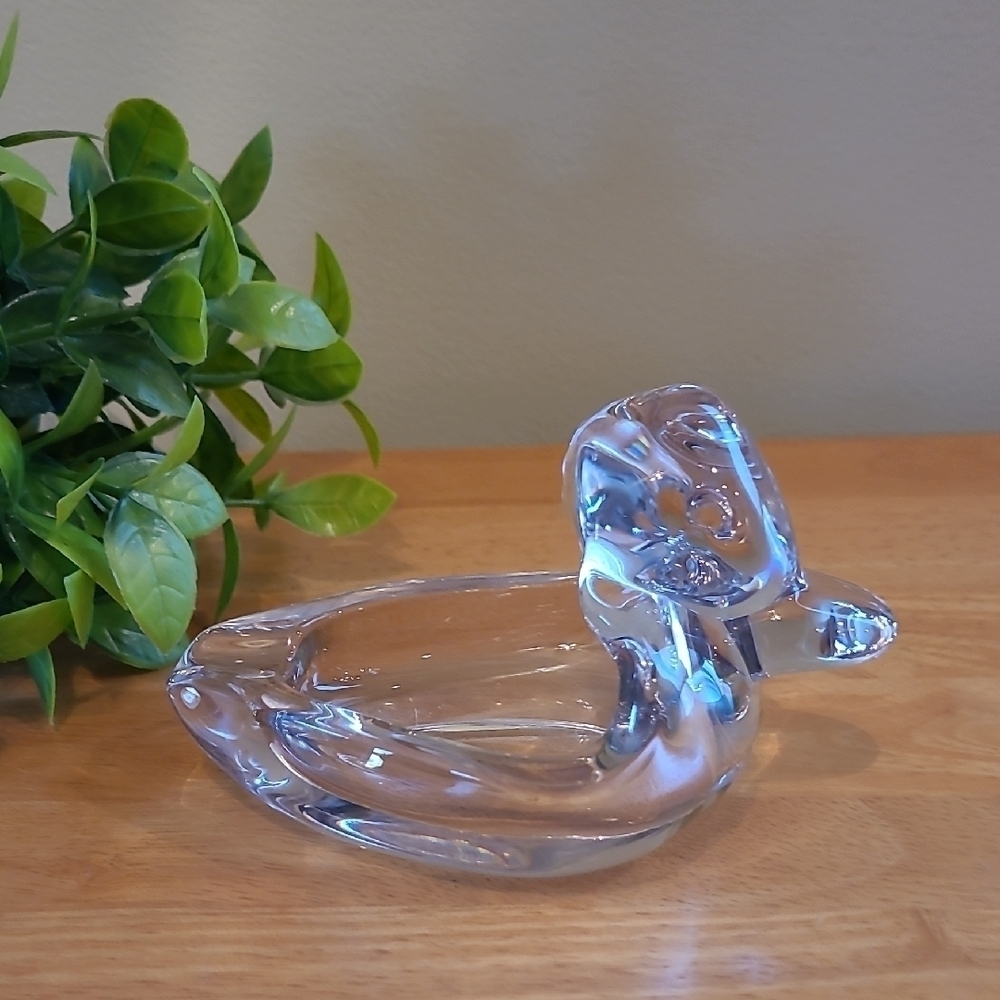 DUNCAN & MILLER PALL MALL Vintage Clear Glass Duck Ash Tray or Trinket Dish